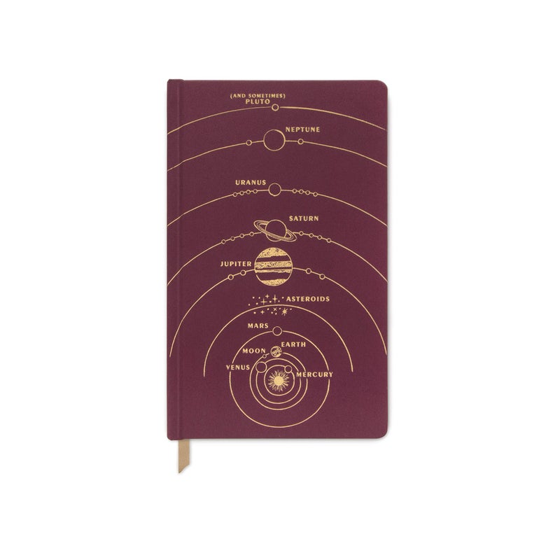 DesignWorks Ink Bound Notebook Journal â€“ 5.125" x 8.25" Writing Journal with Gold Foil Cover, 256 Lined Pages â€“ Aesthetic Notebook for Journaling & Work - Solar System - Image 1